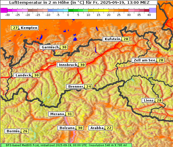 Temperatur, 19. 9. 2025