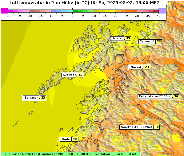 Temperatur, 2. 8. 2025