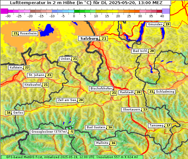 Temperatur, 20. 5. 2025