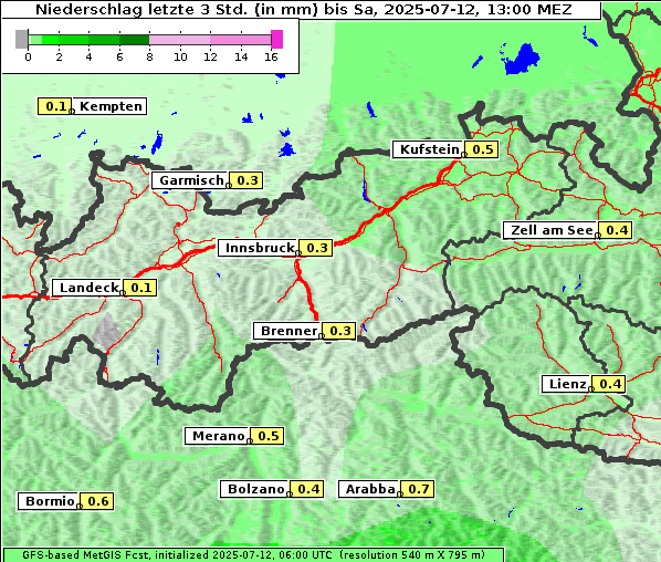 Niederschlag, 12. 7. 2025