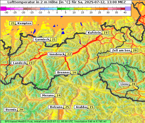 Temperatur, 12. 7. 2025