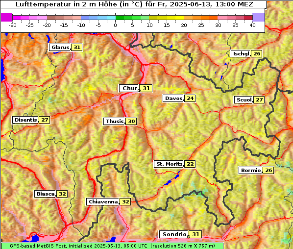 Temperatur, 13. 6. 2025