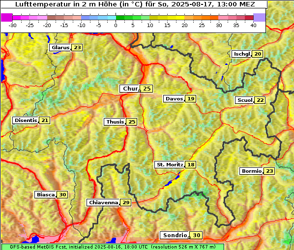 Temperatur, 17. 8. 2025