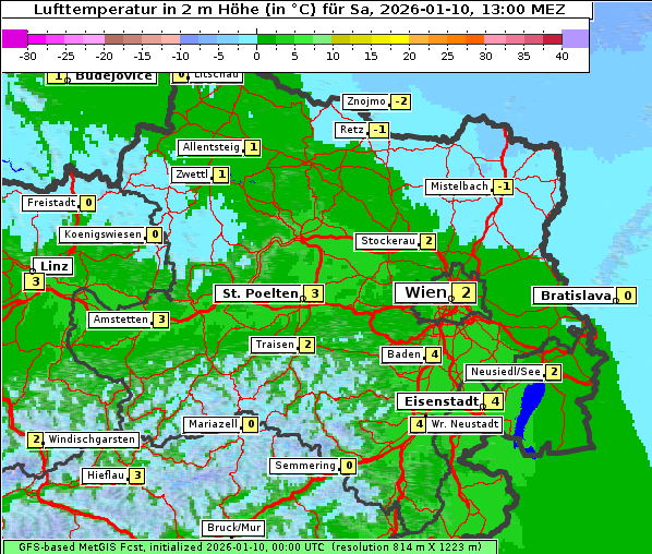 Temperatur, 10. 1. 2026