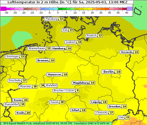 Temperatur, 3. 5. 2025