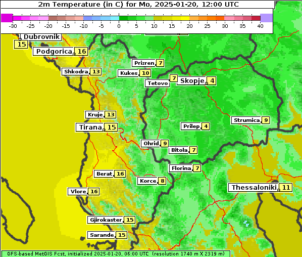 Temperatur, 20. 1. 2025