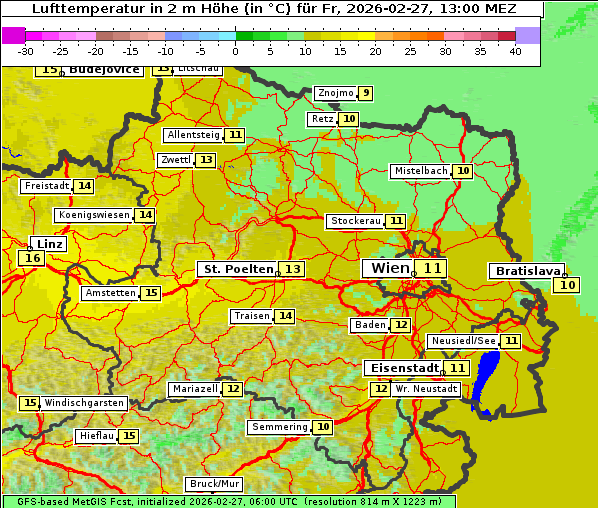 Temperatur, 27. 2. 2026