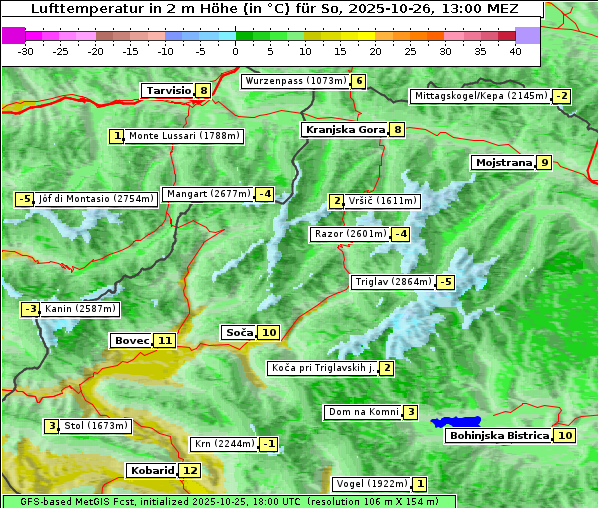 Temperatur, 26. 10. 2025