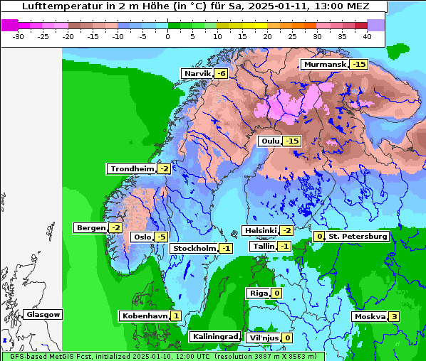 Temperatur, 11. 1. 2025