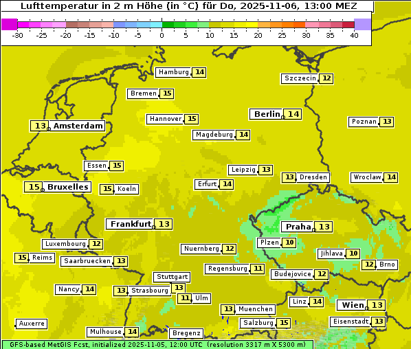 Temperatur, 6. 11. 2025