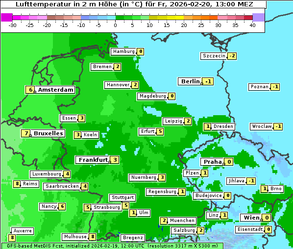Temperatur, 20. 2. 2026