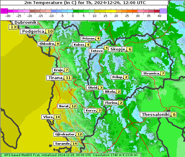 Temperatur, 26. 12. 2024