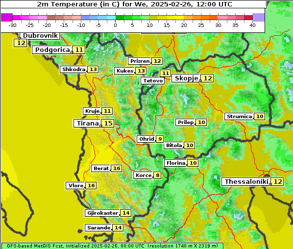 Temperatur, 26. 2. 2025