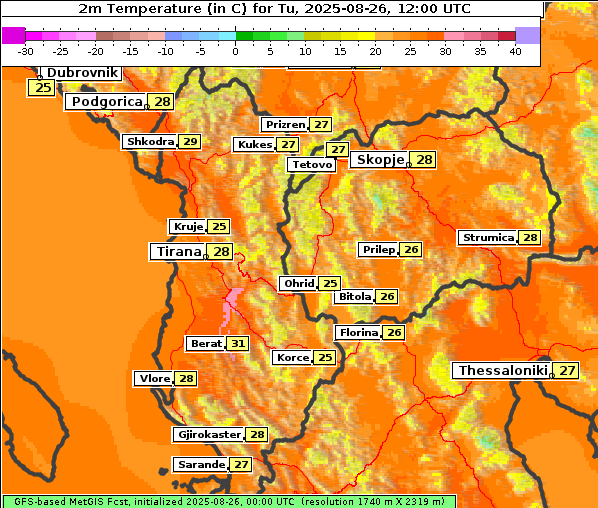 Temperatur, 26. 8. 2025