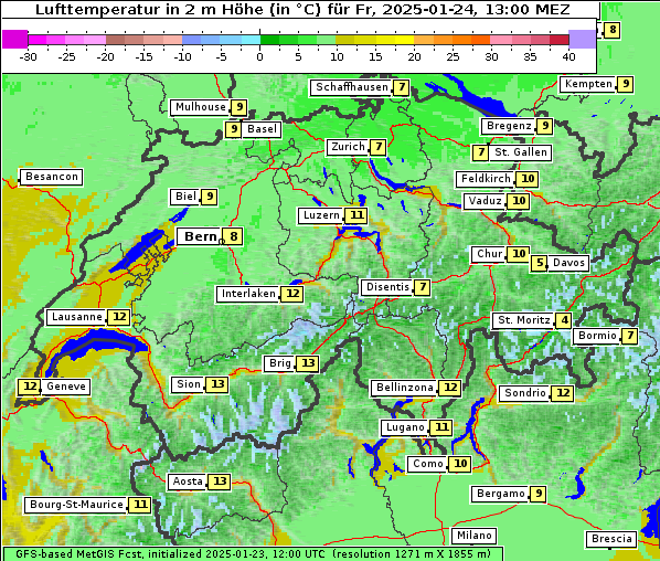 Temperatur, 24. 1. 2025