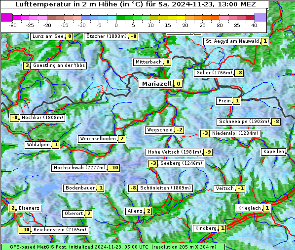 Temperatur, 23. 11. 2024