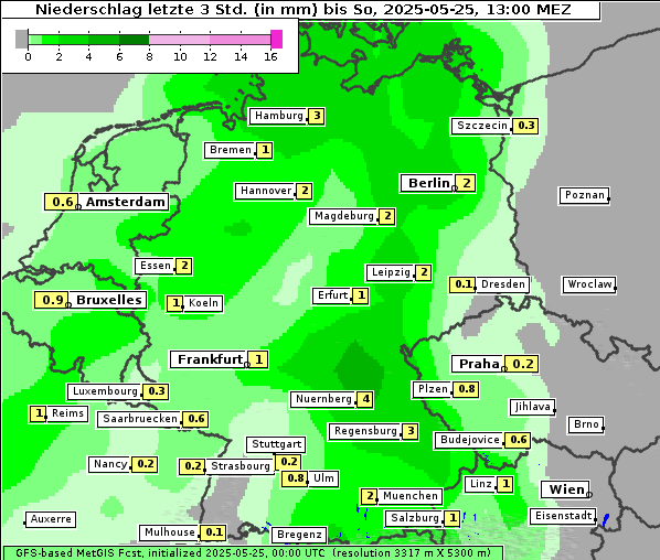 Niederschlag, 25. 5. 2025