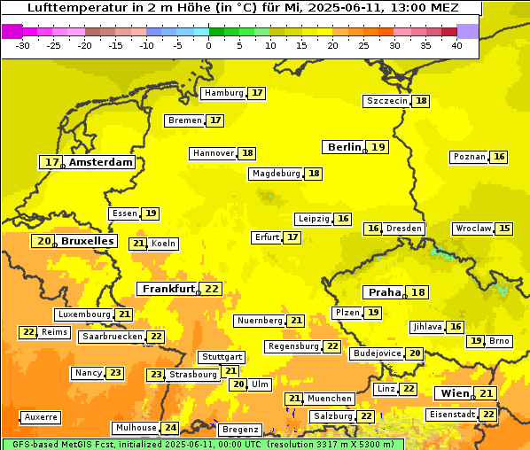 Temperatur, 11. 6. 2025