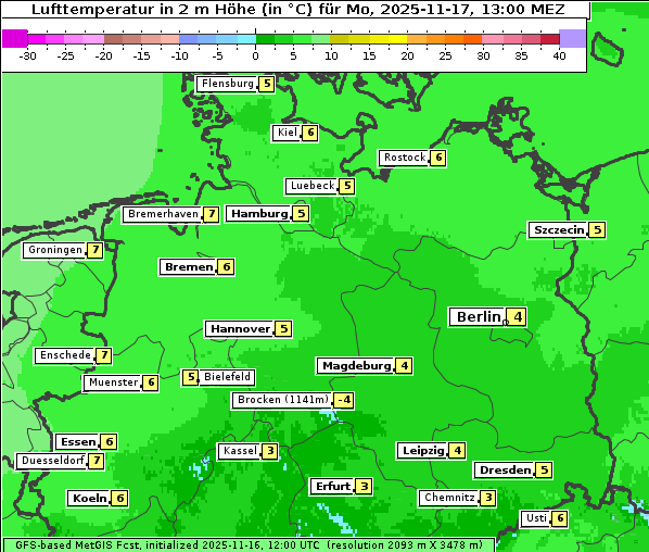 Temperatur, 17. 11. 2025
