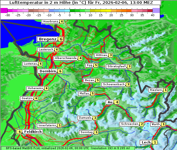 Temperatur, 6. 2. 2026