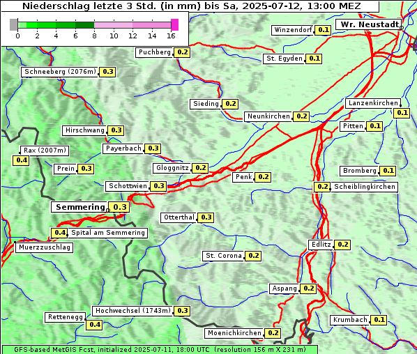 Niederschlag, 12. 7. 2025