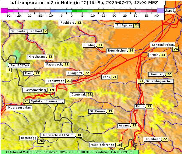 Temperatur, 12. 7. 2025