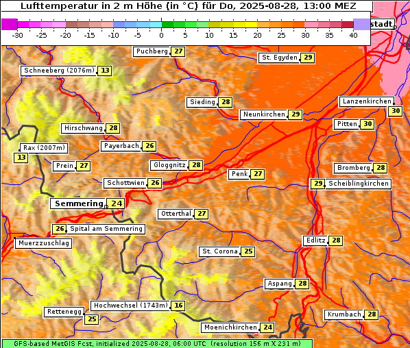 Temperatur, 28. 8. 2025
