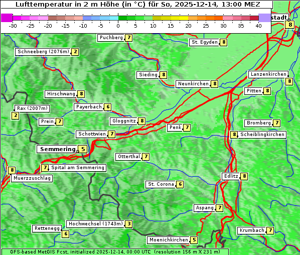 Temperatur, 14. 12. 2025
