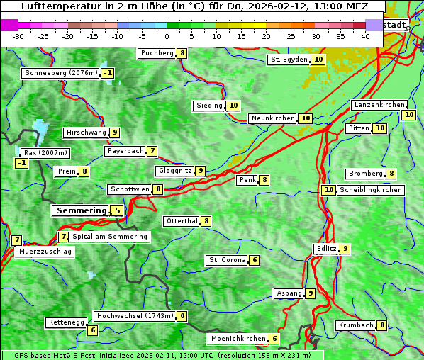 Temperatur, 12. 2. 2026