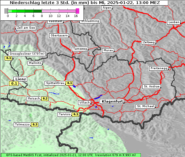 Niederschlag, 22. 1. 2025