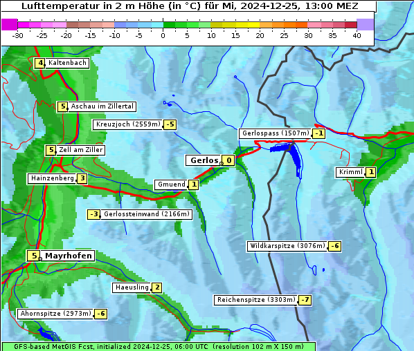 Temperatur, 25. 12. 2024