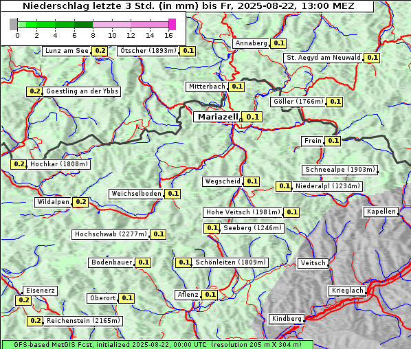 Niederschlag, 22. 8. 2025