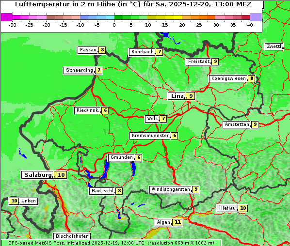 Temperatur, 20. 12. 2025