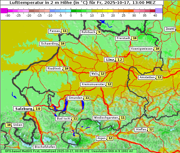 Temperatur, 17. 10. 2025