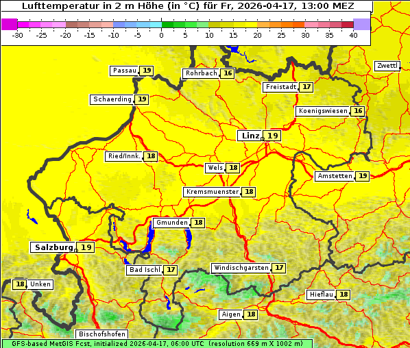 Temperatur, 17. 4. 2026