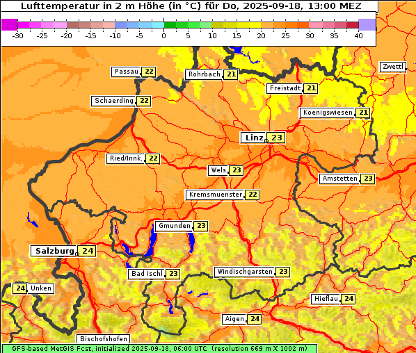 Temperatur, 18. 9. 2025