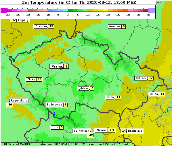 Temperatur, 12. 3. 2026