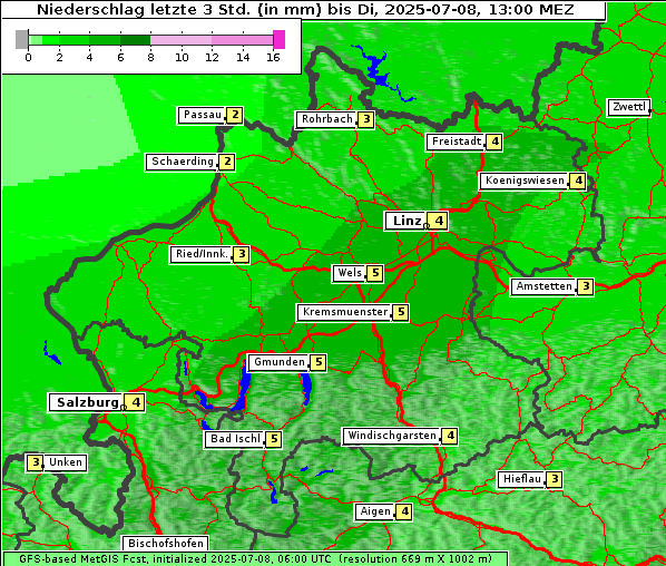 Niederschlag, 8. 7. 2025