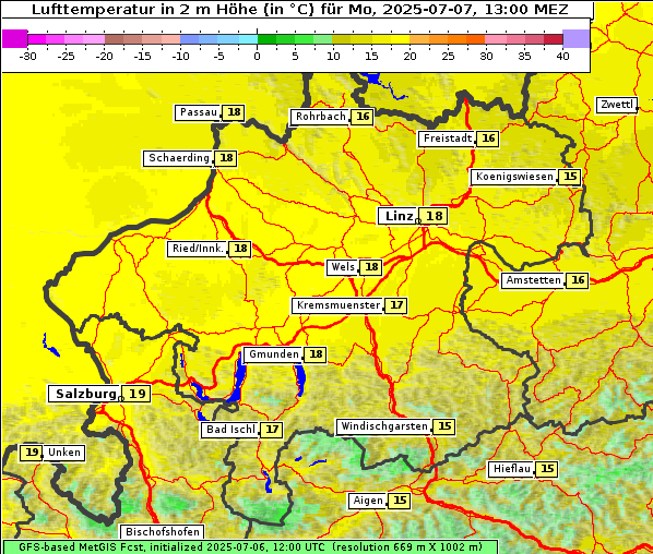 Temperatur, 7. 7. 2025