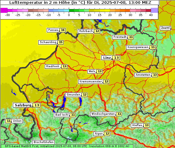 Temperatur, 8. 7. 2025