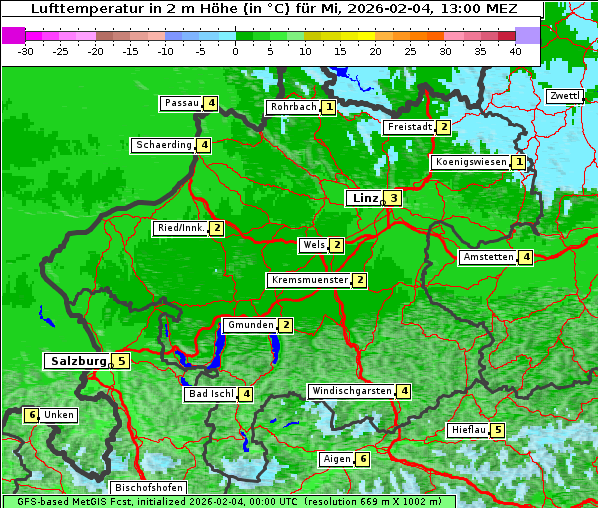 Temperatur, 4. 2. 2026