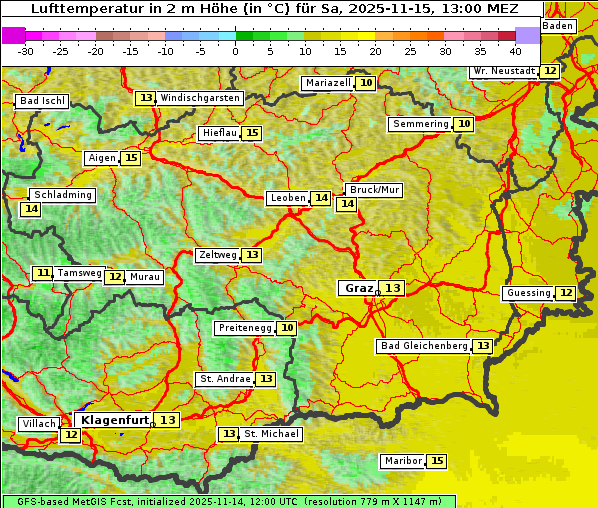 Temperatur, 15. 11. 2025