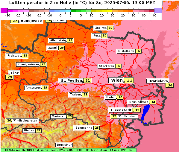 Temperatur, 6. 7. 2025