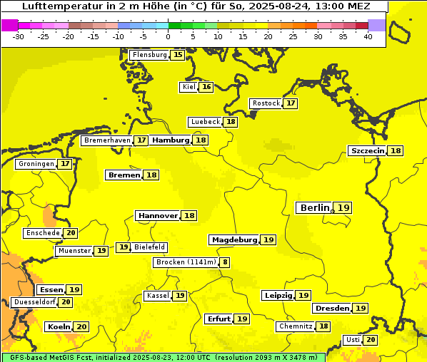 Temperatur, 24. 8. 2025