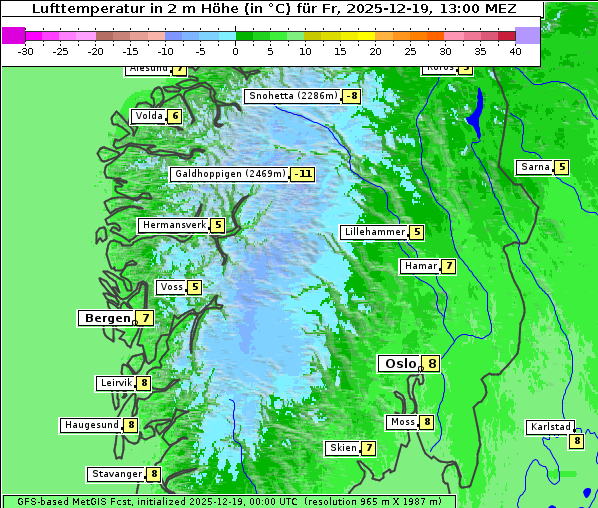 Temperatur, 19. 12. 2025