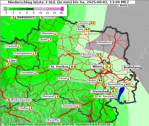 Niederschlag, 2. 8. 2025