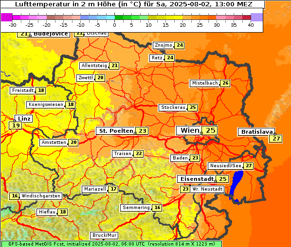 Temperatur, 2. 8. 2025