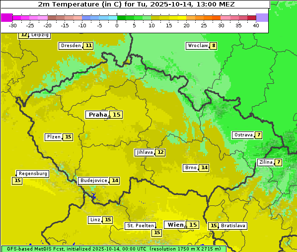 Temperatur, 14. 10. 2025
