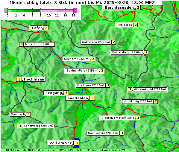 Niederschlag, 20. 8. 2025