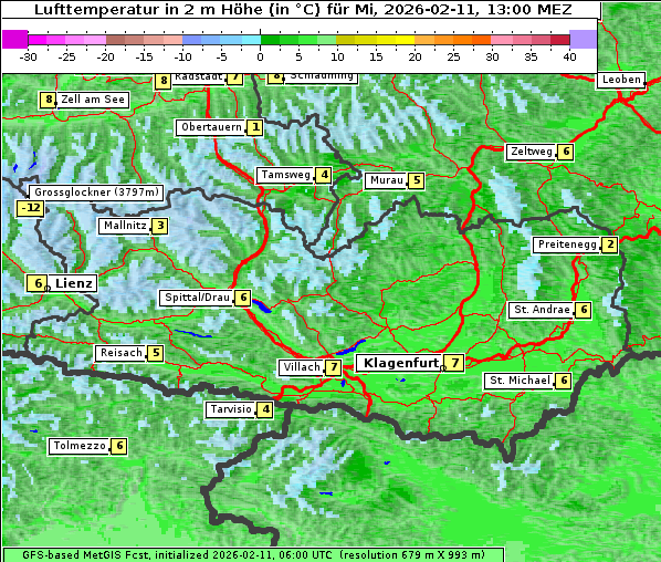 Temperatur, 11. 2. 2026